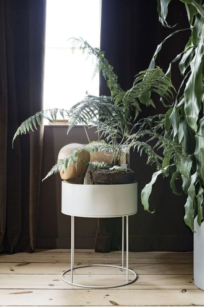 Корзина-столик для цветов Plant Box Round Light Grey