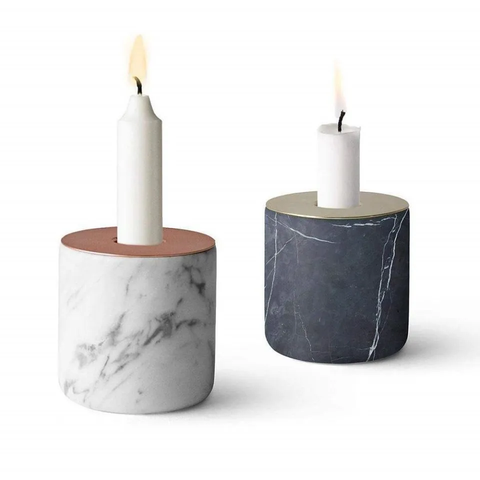 Подсвечник Chunk L White Marble