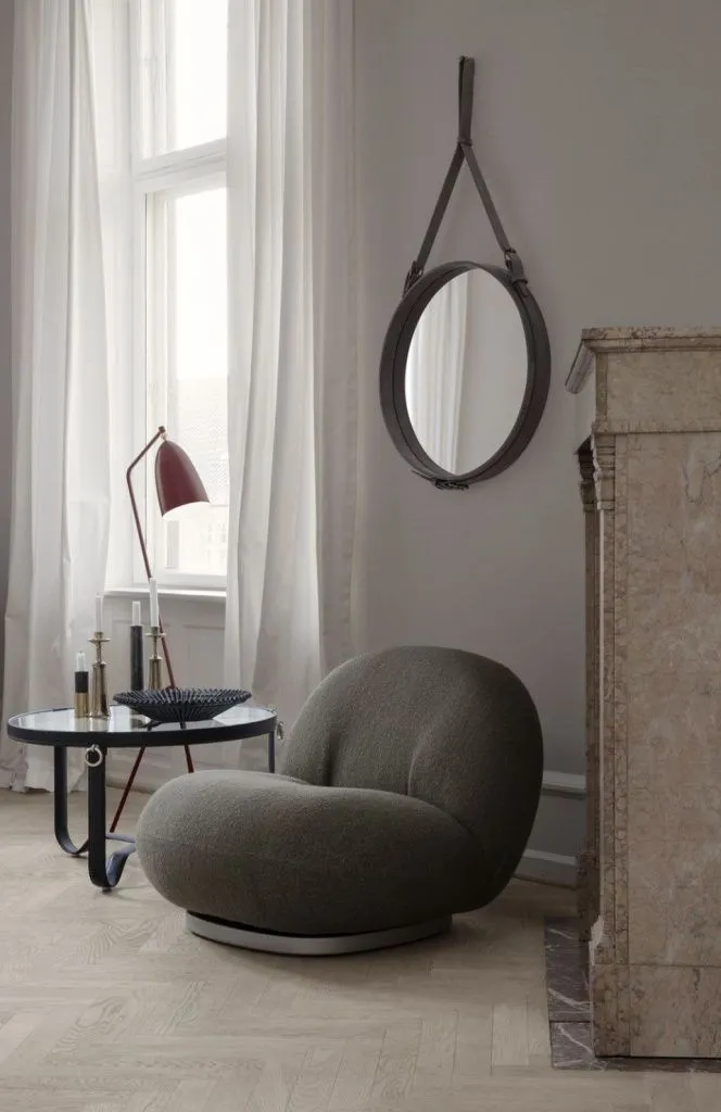 Столик Adnet Coffee Table Circular Black Leather Ø70