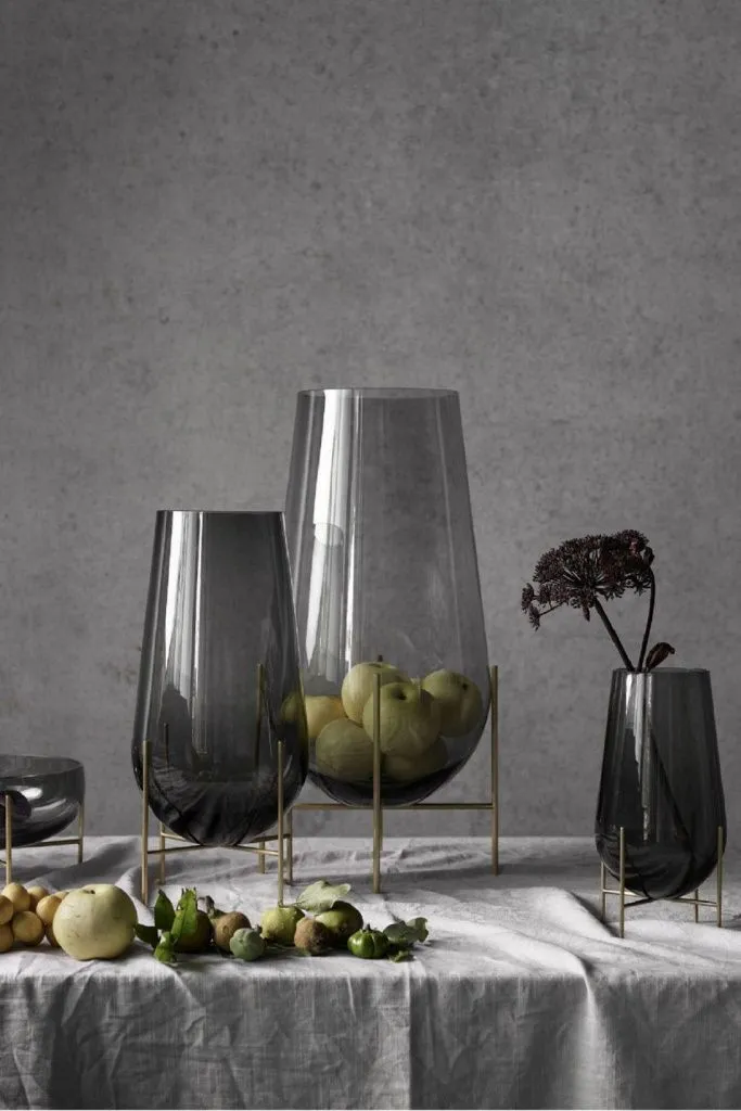 Ваза Echasse Vase Brass Smoked Glass Medium h45