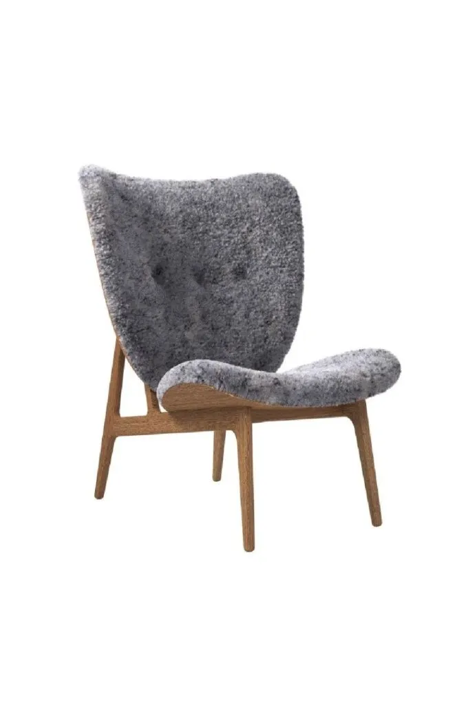 Кресло Elephant Lounge Sheepskin Graphite Smoked Oak Base
