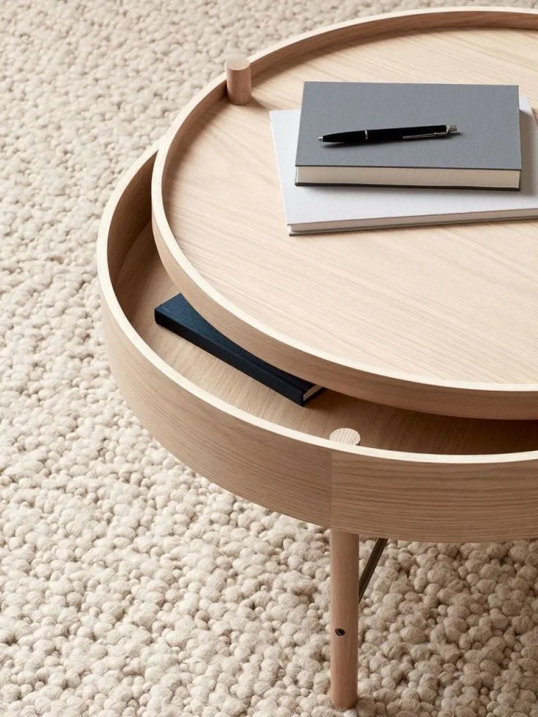 Столик Turning Table White Oak Black Chrome