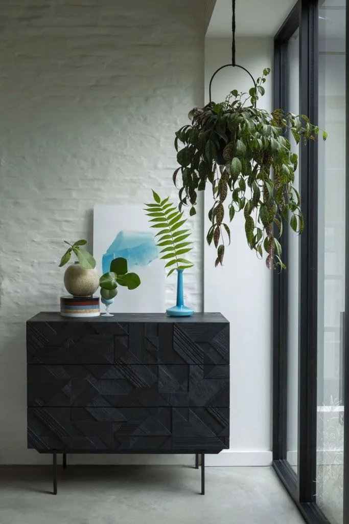 Комод Teak Graphic Black Chest of Drawers Black