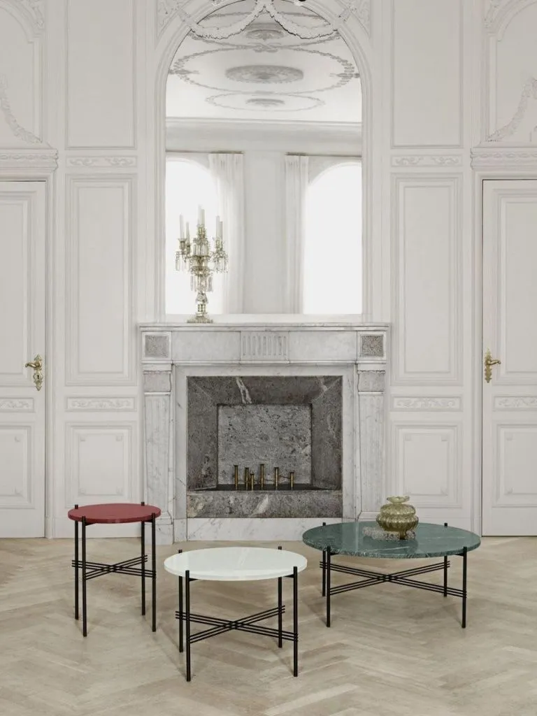 Столик TS Coffee Table Round White Carrara Marble Black Ø80