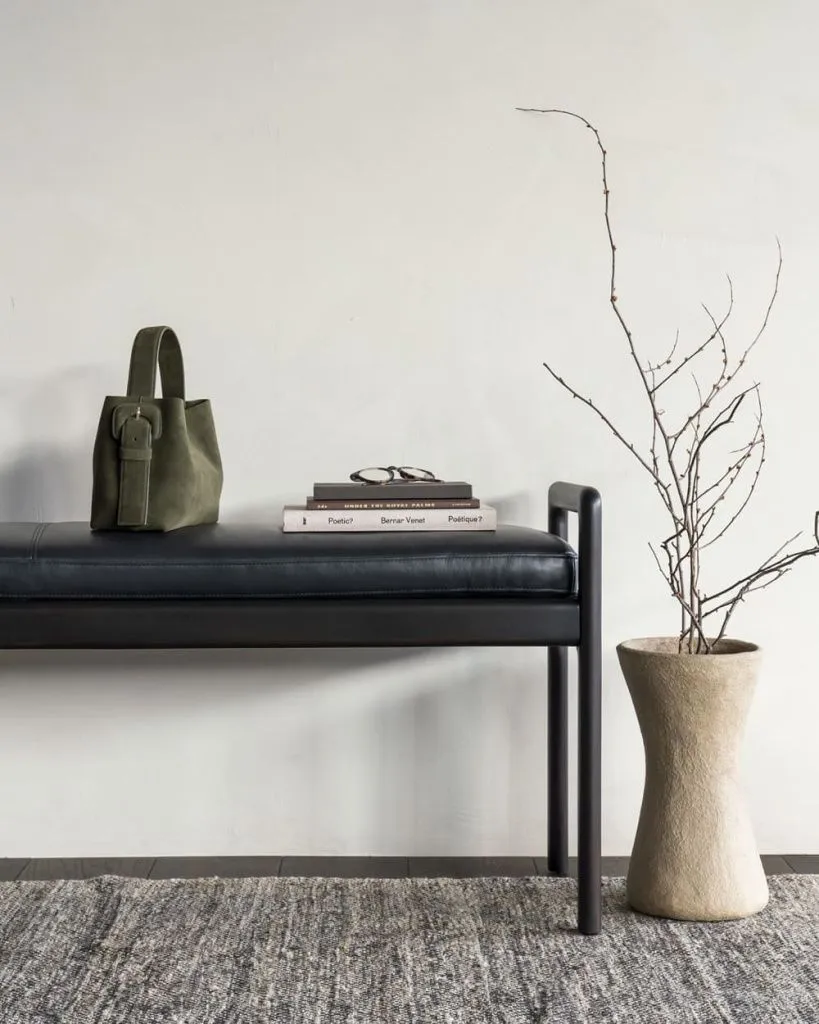 Скамья Jack Bench Mahogany Dark Brown Black Leather