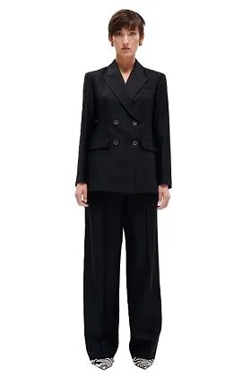 Блейзер двубортный S из фактурной шерсти Чёрный