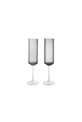 Бокалы для шампанского Ripple Champagne Flutes Smoked Grey