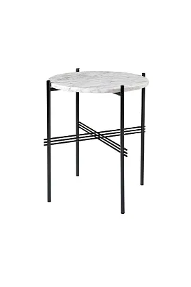 Столик TS Side Table Round White Carrara Marble Black Ø40