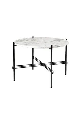 Столик TS Coffee Table Round White Carrara Marble Black Ø55