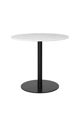 Стол Gubi 1.0 Dining Table Round Black Base White Carrara Marble Ø80