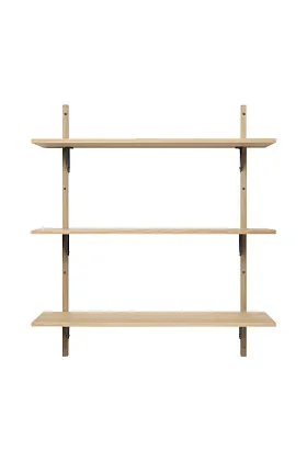 Стеллаж Sector Shelf Triple Wide Natural Oak/Black Brass