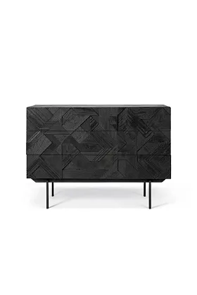 Комод Teak Graphic Black Chest of Drawers Black