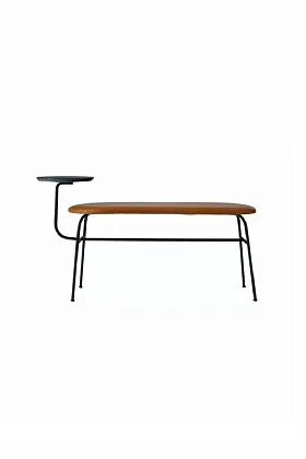 Скамья Afteroom Bench Cognac Leather Black Marble Top
