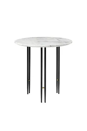Столик IOI Side Table Round White Carrara Marble Black Ø50