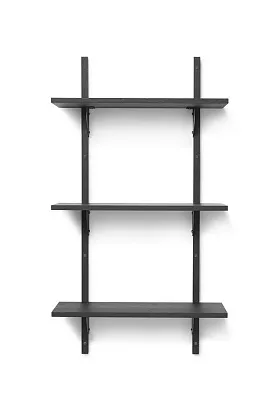 Стеллаж Sector Shelf Triple Narrow Black Ash/Black Brass
