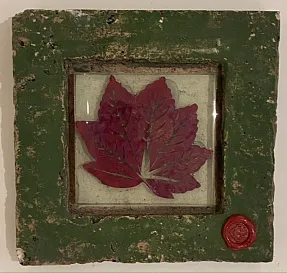 Панно керамическое Лист Красный на зелёном фоне 19х19