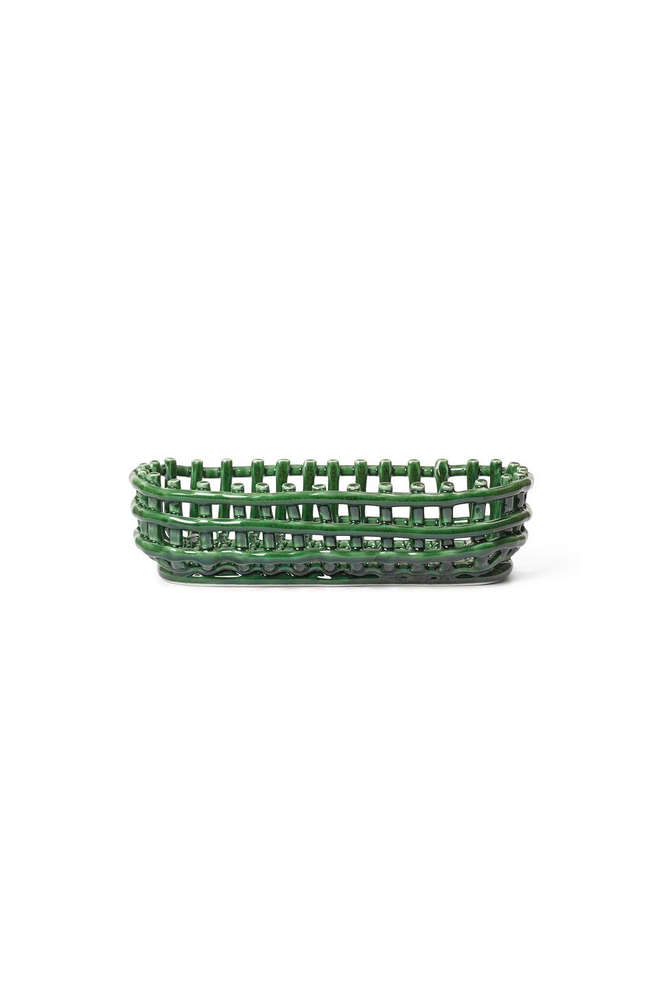 Корзина керамическая Ceramic Basket Oval Emerald Green