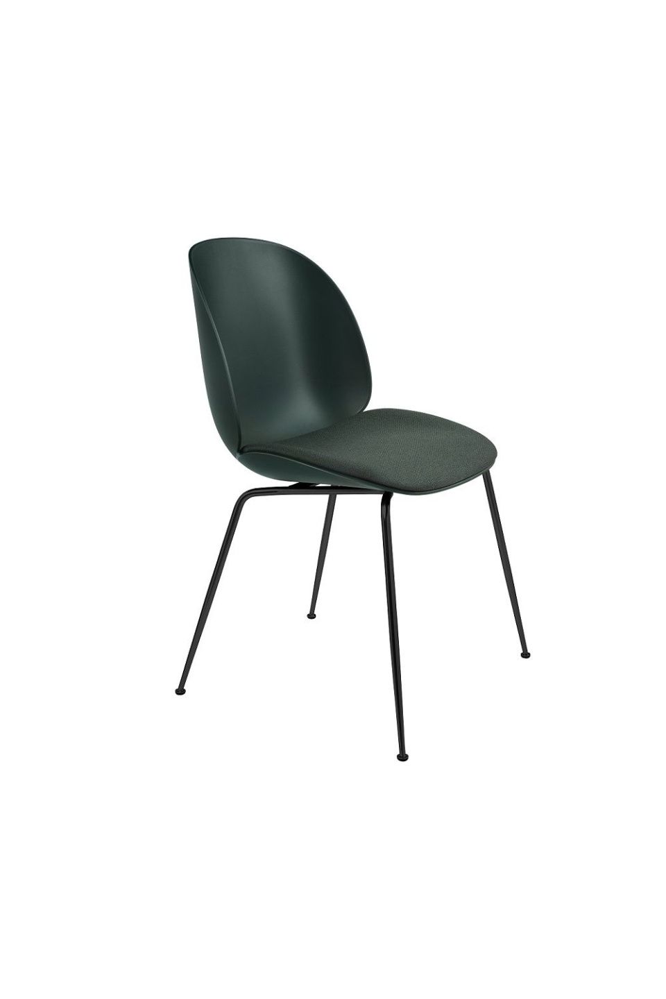 Стул Beetle Dining Chair Upholstered Seat Metal Black Base