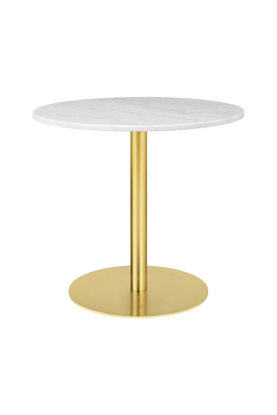 Стол Gubi 1.0 Dining Table Round Brass Base White Carrara Marble Ø80