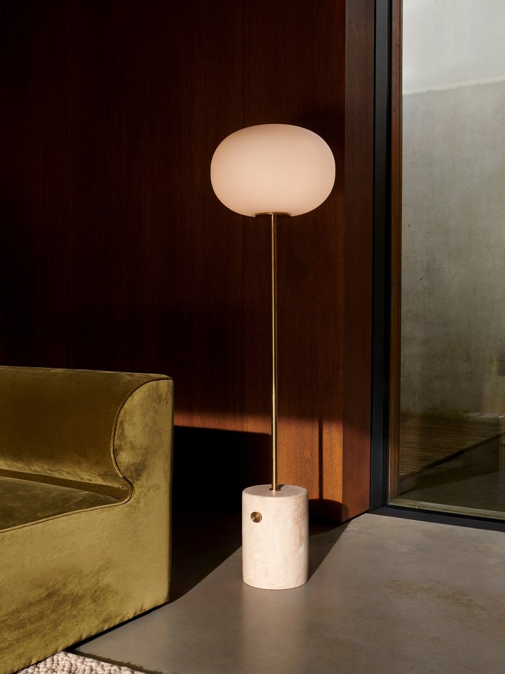 Торшер JWDA Floor Lamp Travertine Brushed Brass