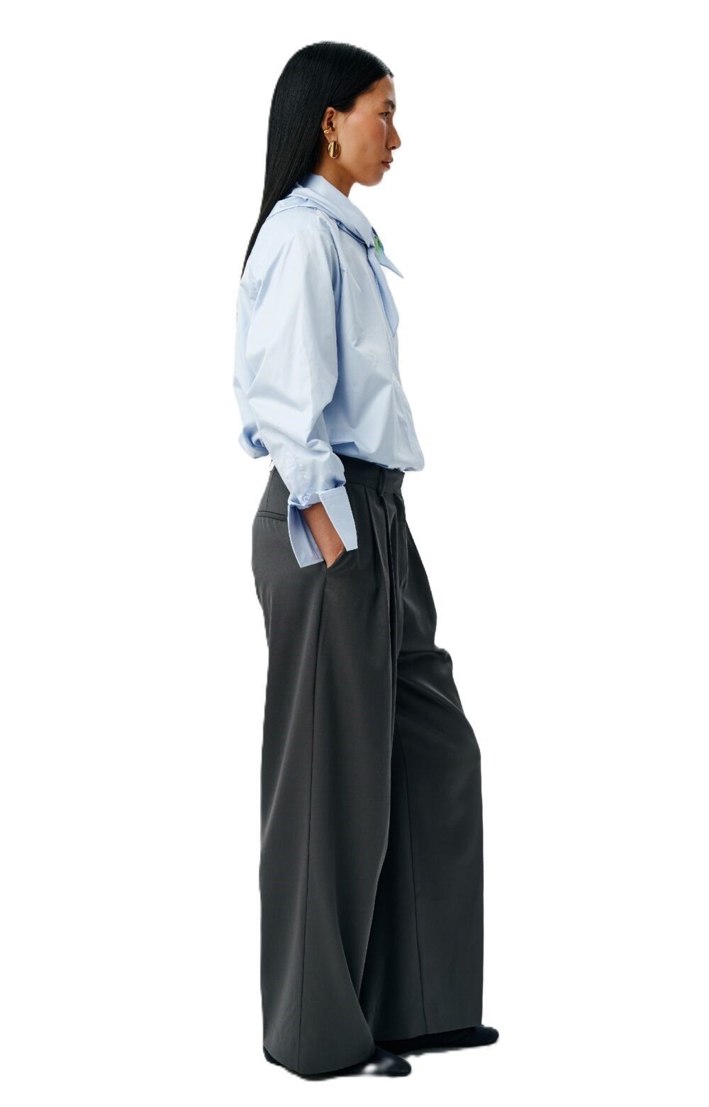 Брюки заниженные серые, S