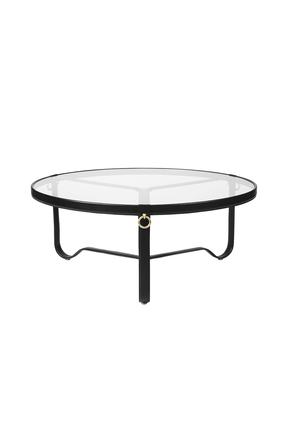 Столик Adnet Coffee Table Circular Black Leather Ø100