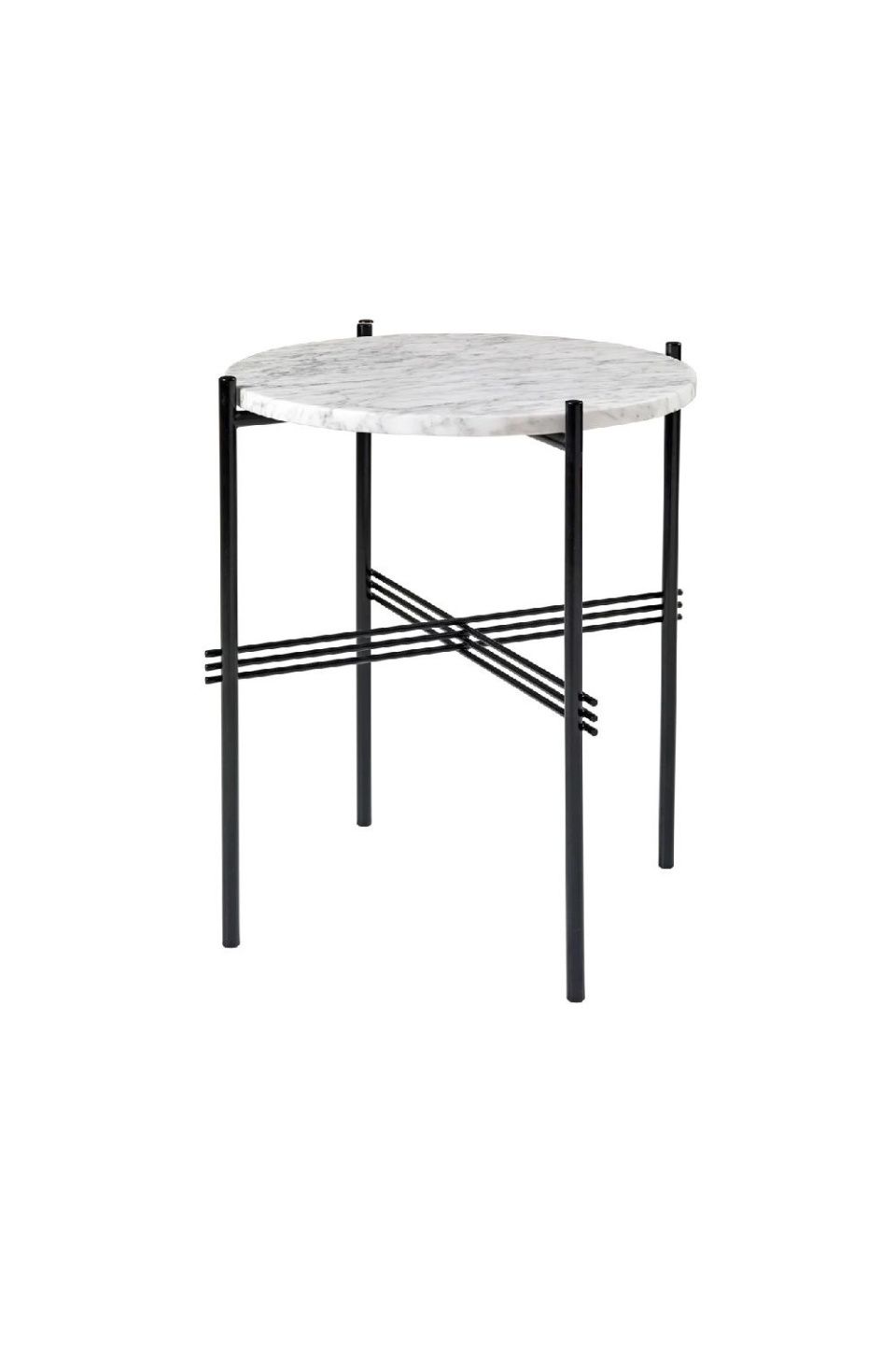 Столик TS Side Table Round White Carrara Marble Black Ø40