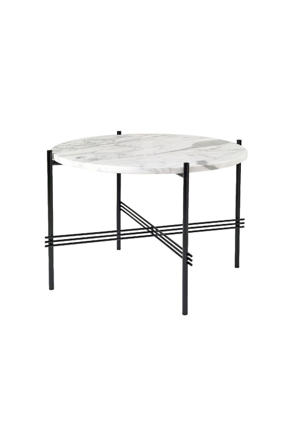 Столик TS Coffee Table Round White Carrara Marble Black Ø55