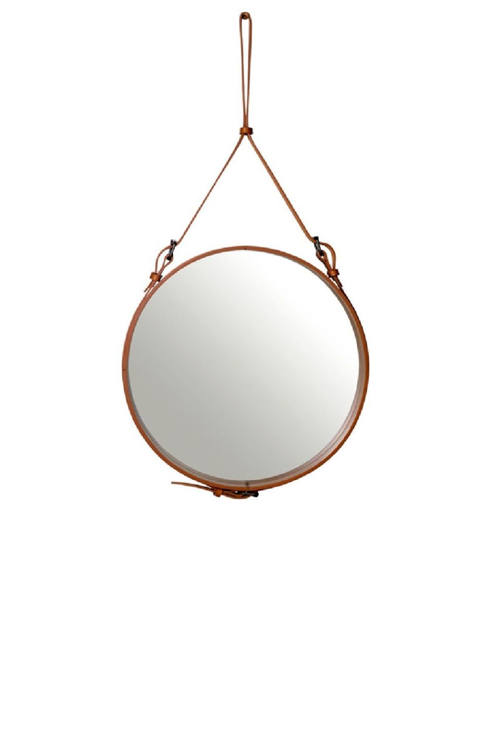 Зеркало Adnet Wall Mirror Circular Tan Leather Ø58
