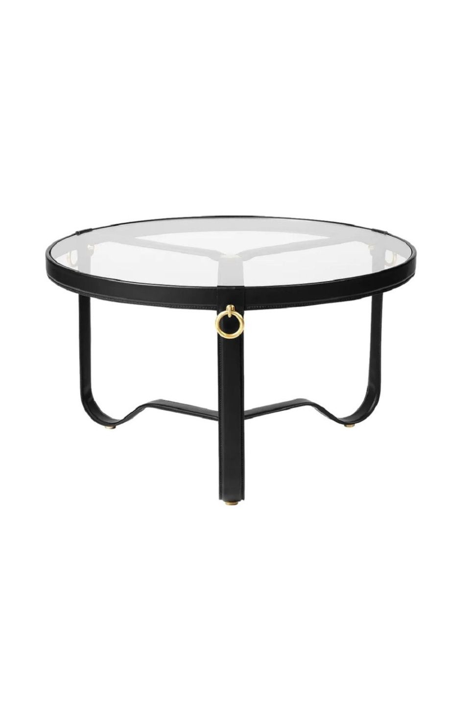 Столик Adnet Coffee Table Circular Black Leather Ø70