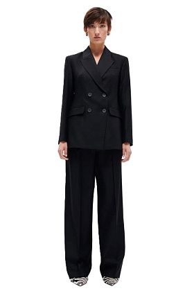 Блейзер двубортный S из фактурной шерсти Чёрный