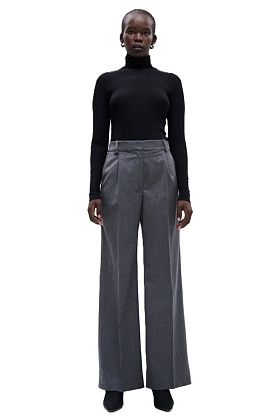 Брюки с защипами S меланж Серый