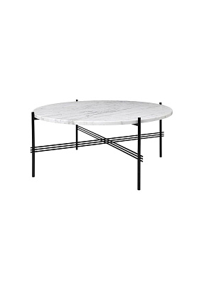 Столик TS Coffee Table Round White Carrara Marble Black Ø80