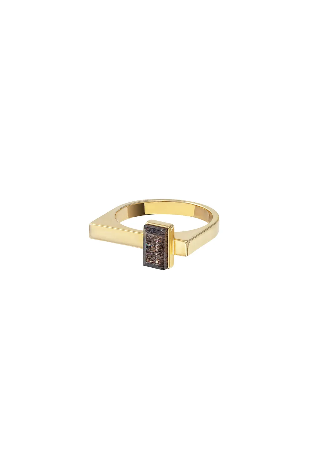16 Кольцо Roma из покрытого золотом серебра с дымчатым гелиолитом