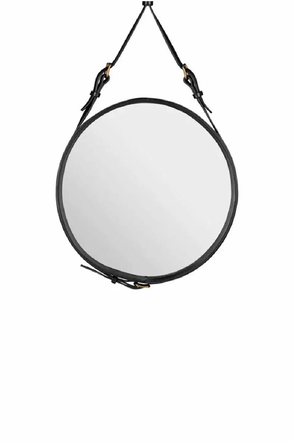 Зеркало Adnet Wall Mirror Circular Black Leather Ø70